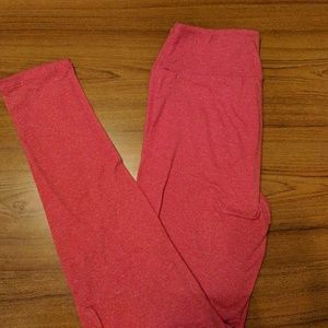 LuLaRoe One Size Pink and White Leggings